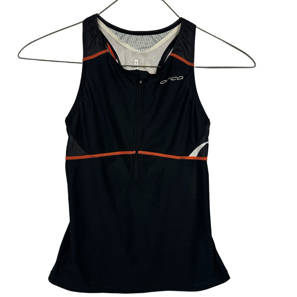 Women's Black and Orange Cycling Tank Top Size Small